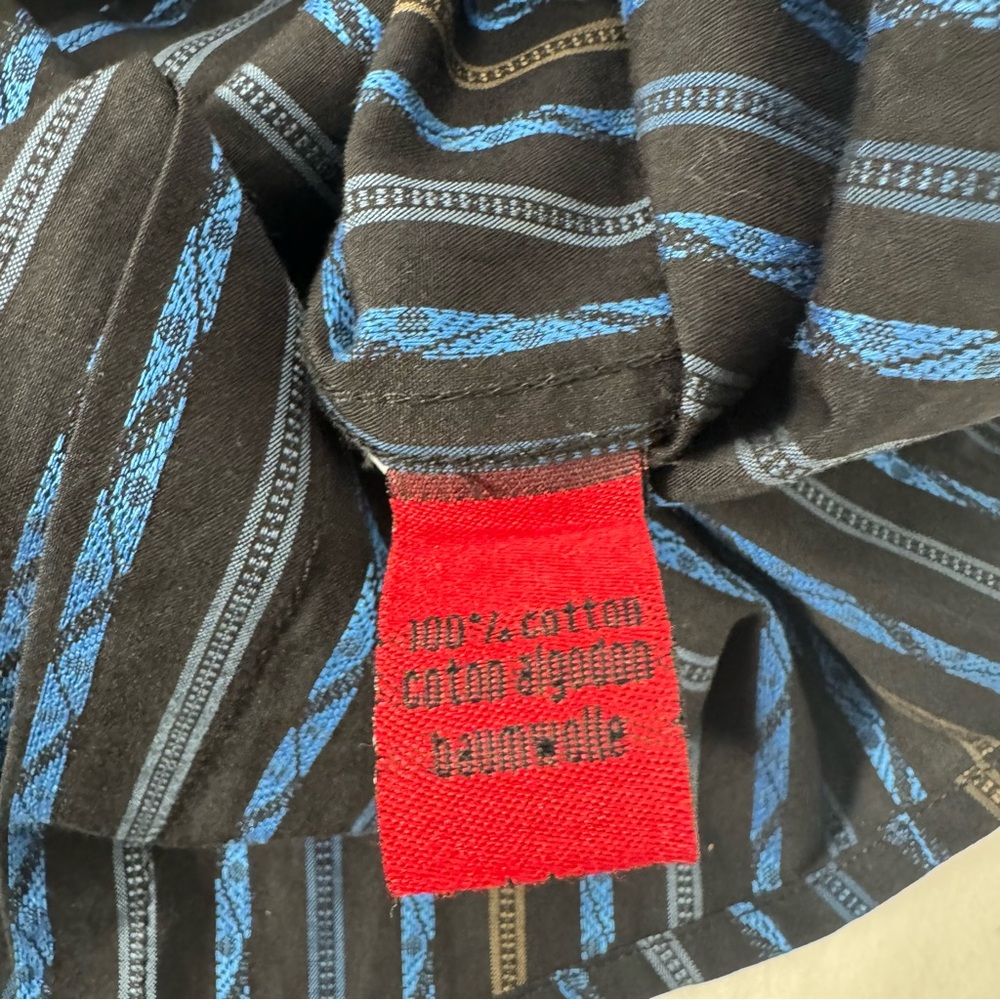Luchiano Visconti Striped Blue-Black Men's Button-Down Long Sleeve Flip Cuff 3XL - Picture 6 of 8